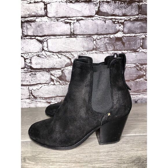 Rag & Bone Black Suede Leather Chelsea Heeled Booties Women’s Sz 36EU/5.5M US - Picture 1 of 16